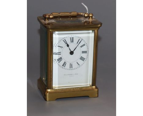 A Collingwood &amp; Son retailed brass carriage timepiece