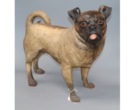 A Royal Worcester terracotta model of a Pug by Evans height 37cm