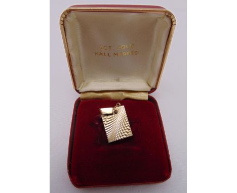 9ct yellow gold miniature cigarette lighter in original fitted case