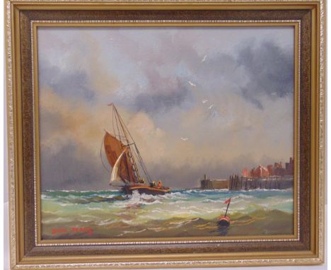 Dion Pears framed oil on panel of a sailing boat, signed bottom left, 24 x 29cm