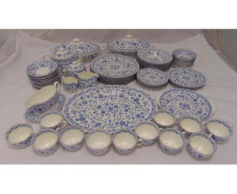 Minton Shalimar dinner and tea service to include plates, bowls, serving dishes, platters, cups, saucers, teapot, milk jugs, 