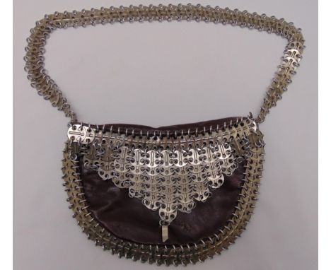 Paco Rabanne red leather and chain mail Deposee ladies handbag