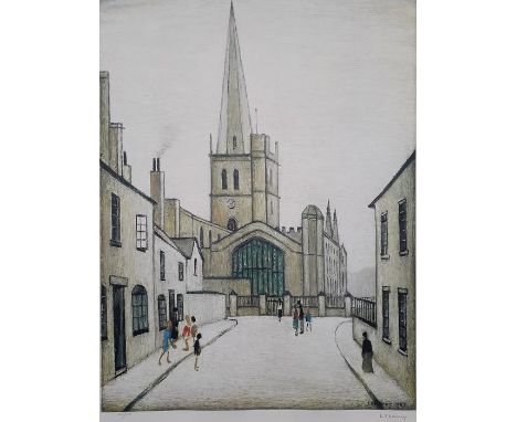 Lawrence Stephen Lowry (1887-1976) limited edition colour print, Burford Church, 210/850, signed in pencil lower right and nu