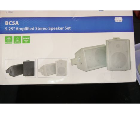 Boxed Adastra 5.25" amplified stereo speaker set, as new model BC5A. P&amp;P Group 3, (£25+VAT for the first lot and £5+VAT f
