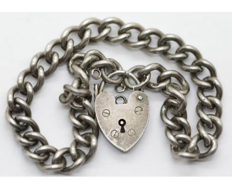 Vintage silver, solid link charm bracelet, L: 18 cm, Birmingham assay, maker CBL. Lacking safety chain. P&amp;P Group 1 (£14+