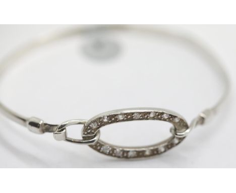 Vintage unusual stone set silver bangle. P&amp;P Group 1 (£14+VAT for the first lot and £1+VAT for subsequent lots) 