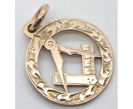 Antique 9ct rose gold masonic pendant, 3.0g. P&amp;P Group 1 (£14+VAT for the first lot and £1+VAT for subsequent lots) 