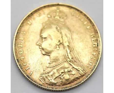 Victoria 1890 Jubilee head full sovereign. P&amp;P Group 1 (£14+VAT for the first lot and £1+VAT for subsequent lots) 