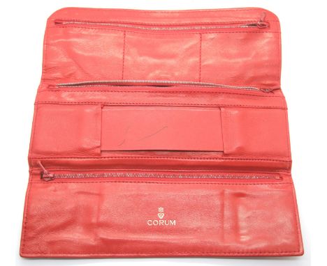 Corum red leather watch travel wallet. P&amp;P Group 1 (£14+VAT for the first lot and £1+VAT for subsequent lots) 