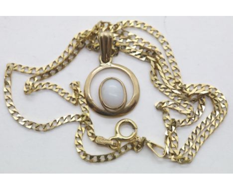 Australian 18ct gold clad opal on a 9ct gold chain in original box. P&amp;P Group 1 (£14+VAT for the first lot and £1+VAT for