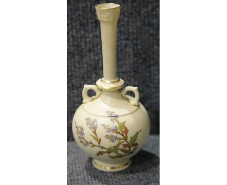 Small Royal Worcester two handled floral vase in the Blush Ivory pattern, H: 18 cm. P&amp;P Group 1 (£14+VAT for the first lo