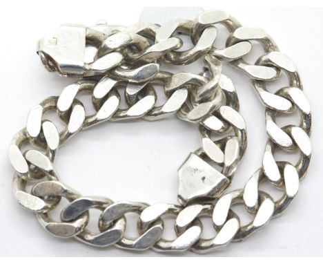 Gents silver curb bracelet, 34g. P&amp;P Group 1 (£14+VAT for the first lot and £1+VAT for subsequent lots) 