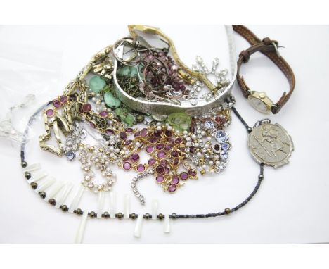 Mixed costume jewellery and wristwatches including Rotary. P&amp;P Group 1 (£14+VAT for the first lot and £1+VAT for subseque