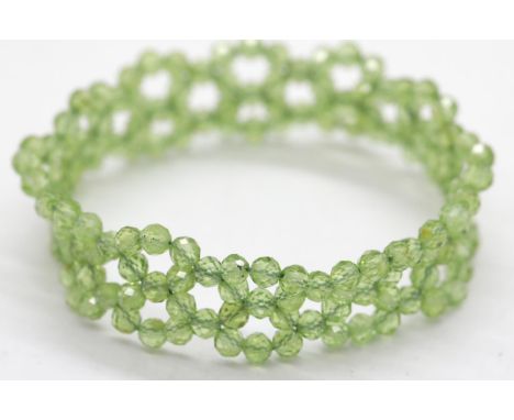 Boxed Shipton &amp; Co peridot? bead elasticated bracelet. P&amp;P Group 1 (£14+VAT for the first lot and £1+VAT for subseque
