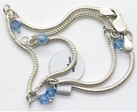 Silver stone set ankle chain. P&amp;P Group 1 (£14+VAT for the first lot and £1+VAT for subsequent lots) 