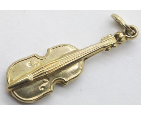 9ct gold double bass charm. P&amp;P Group 1 (£14+VAT for the first lot and £1+VAT for subsequent lots) 