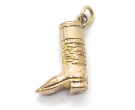Vintage 9ct gold boot charm. P&amp;P Group 1 (£14+VAT for the first lot and £1+VAT for subsequent lots) 