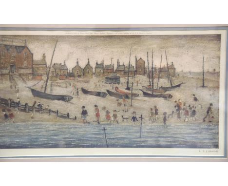 Lawrence Stephen Lowry 1887-1976un numbered Ltd Edition of 850 print, The Beach, signed in pencil lower left, framed in moder