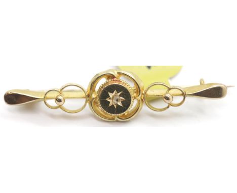 Ladies 15ct gold diamond set ornate brooch. P&amp;P Group 1 (£14+VAT for the first lot and £1+VAT for subsequent lots) 