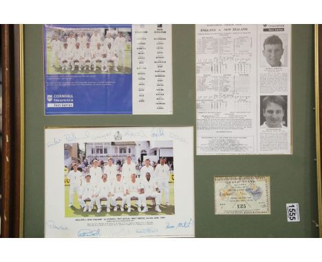 England V New Zealand 1994 montage with signed England team photograph, ticket etc. Framed, not glazed. P&amp;P Group 3 (£25+