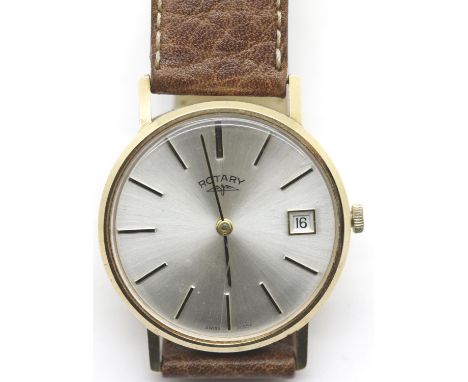 Gents 9ct gold Rotary wristwatch with 17 jewel movement. P&amp;P Group 1 (£14+VAT for the first lot and £1+VAT for subsequent