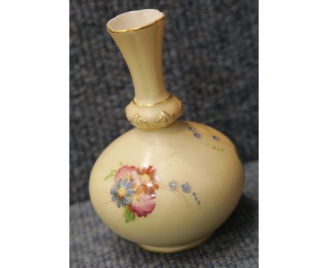 Small Royal Worcester floral vase in the Blush Ivory pattern, H: 13 cm. P&amp;P Group 1 (£14+VAT for the first lot and £1+VAT