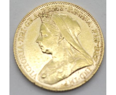 Victoria 1899 veiled head sovereign. P&amp;P Group 1 (£14+VAT for the first lot and £1+VAT for subsequent lots) 