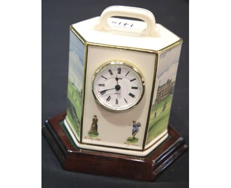 Pointer of London porcelain cased clock, H: 19 cm. P&amp;P Group 1 (£14+VAT for the first lot and £1+VAT for subsequent lots)