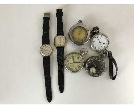 A boxed gents Rotary watch, Sekonda watch and four pocket watches 