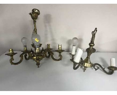 Two gilt metal light fittings 