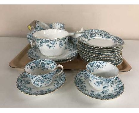 A tray of SB & S Lawrence gilt rimmed china tea service 