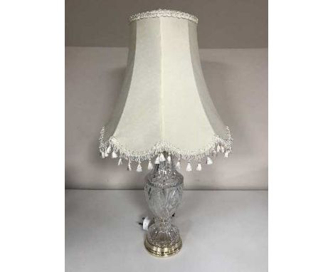 A lead crystal table lamp with shade 