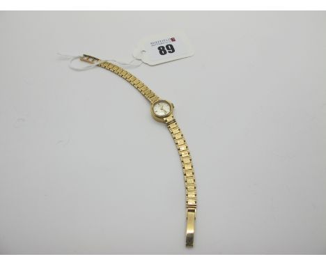 Rotary; A 9ct Gold Cased Ladies Wristwatch, to integral bracelet (overall weight including movement etc 13.5grams). 
