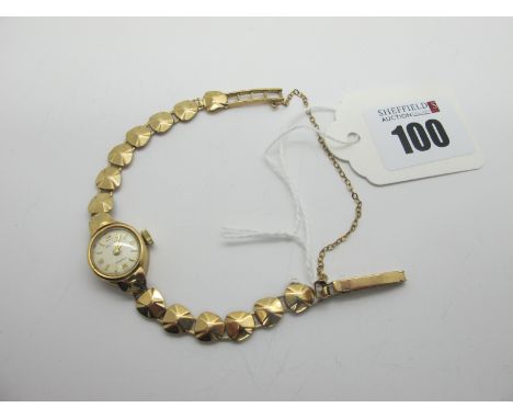 Rotary; A 9ct Gold Cased Ladies Wristwatch, to integral bracelet (overall weight including movement etc 10.5grams). 