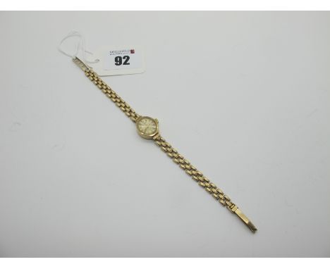 Rotary; A 9ct Gold Cased Ladies Wristwatch, to integral bracelet (overall weight including movement etc 13grams). 