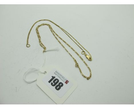An 18ct Gold Fine Box Link Chain, together with a figaro link chain stamped "750" (total weight 3.8grams). (2) 