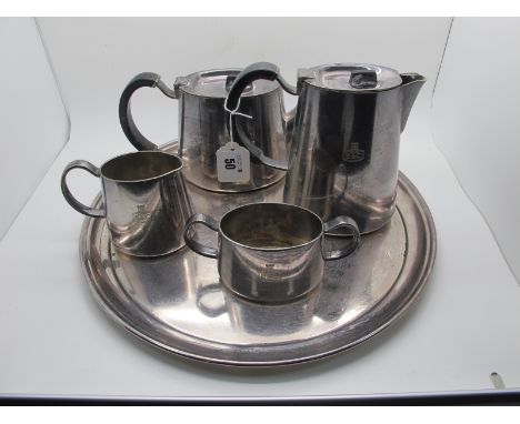 David Mellor for Mappin &amp; Webb 'Fanfare' Four Piece Tea Set, (53725) each stamped "B&amp;C" logo, with a Walker &amp; Hal