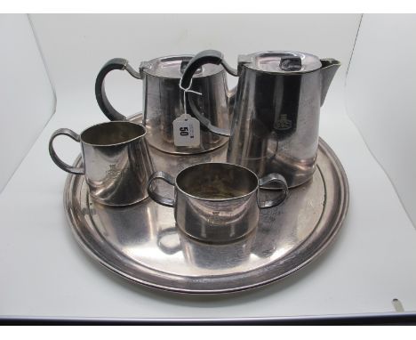 David Mellor for Mappin &amp; Webb 'Fanfare' Four Piece Tea Set, (53725) each stamped "B&amp;C" logo, with a Walker &amp; Hal