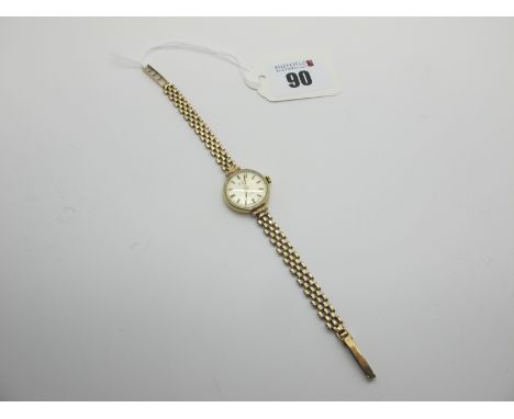 Rotary; A 9ct Gold Cased Ladies Wristwatch, to integral bracelet (overall weight including movement etc 15grams). 