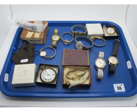 Assorted Ladies and Gent's Wristwatches, including Everite, Rotary, Accurist, Ingersoll, Ingersoll openface pocketwatch etc :