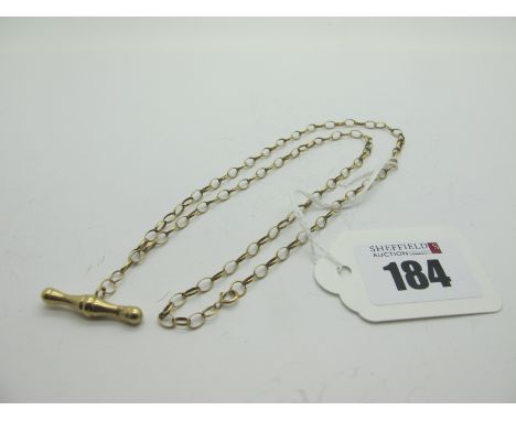 A 9ct Gold Belcher Link Chain, suspending a T-bar pendant (3.9grams). 