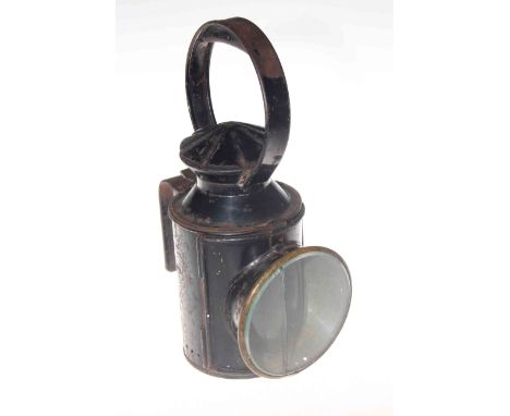 19th Century twin glass reflector railway lamp.