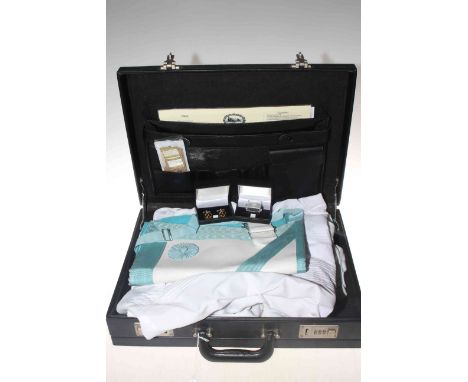 Case of Masonic Regalia including sash, cufflinks, etc.
