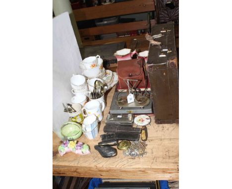 Collection of ceramics, cutlery, jewellery, pipes, camera, etc.