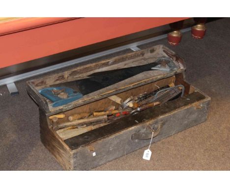Carpenters tool box and tools.