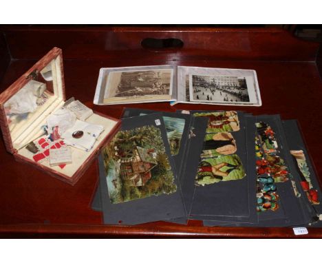 Assortment of military scraps including Tuck &amp; Sons - Gigantic Relief, Shipping, Dogs, Children; WWI military postcards d