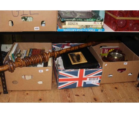 Three boxes of books, maps, barometer, etc.