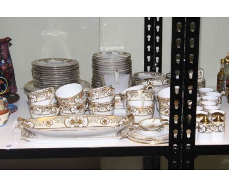 White and gold Noritake tea service.