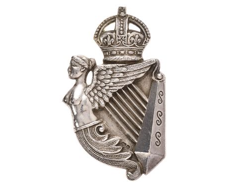 5th Royal Irish Lancers 1902 HM silver Edwardian NCO arm badge.  Good scarce Birmingham hallmarked crowned Maid of Erin Harp 