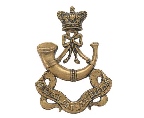 Irish. Queen County Rifles Militia Victorian glengarry badge circa 1874-81.   Good scarce die-stamped, originally blackened, 
